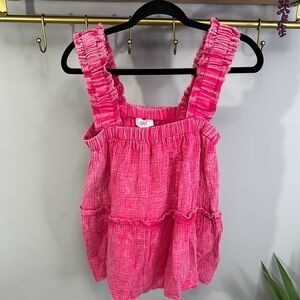 Pink Ruffled Women's Tank Top
